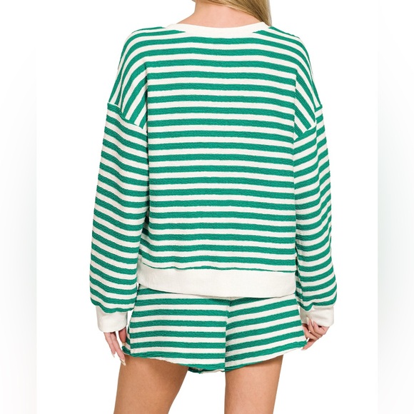 Striped Pullover & Shorts Set in Kelly Green - Picture 3 of 3